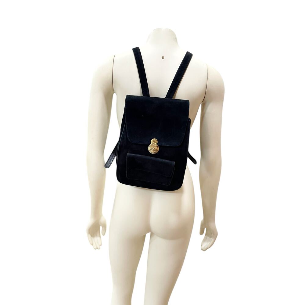 Ralph Lauren Suede Backpack with Gold Lock Vintage Rare - Picture 5 of 13